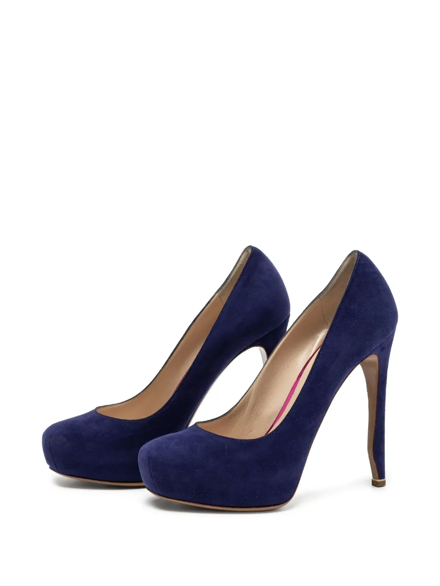 Pre-owned 125mm suede platform pumps 3