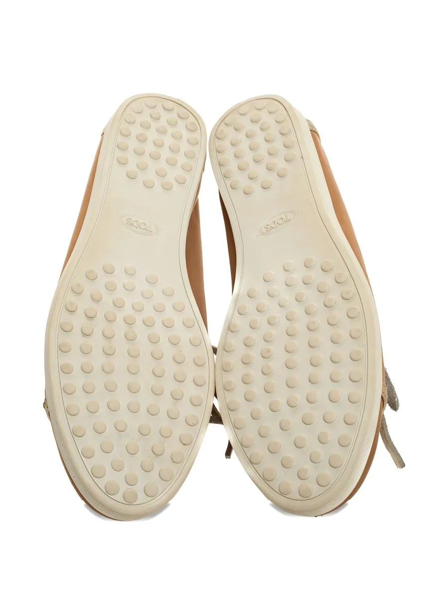 pre-owned leather sneakers 7