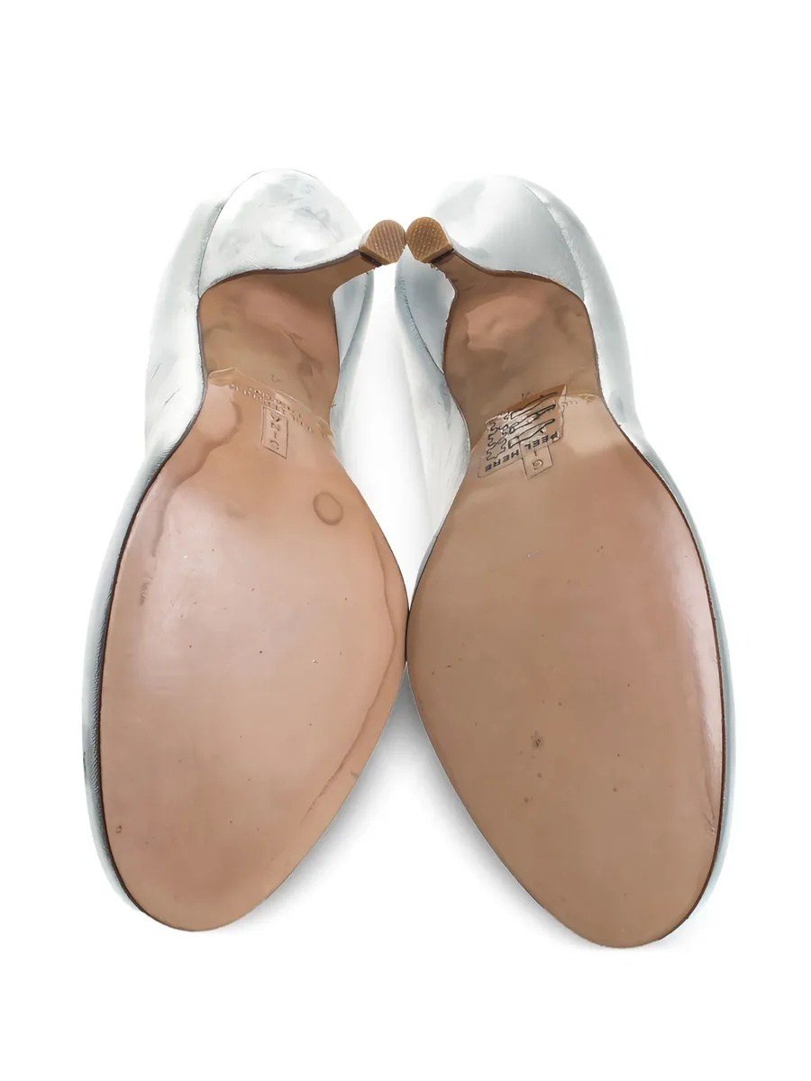 pre-owned 100mm leather pumps 9