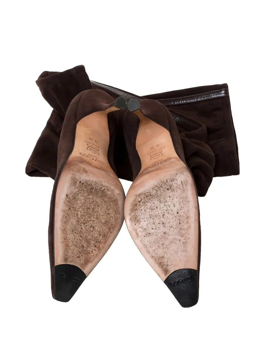 105mm pointed-toe suede knee-high boots 7