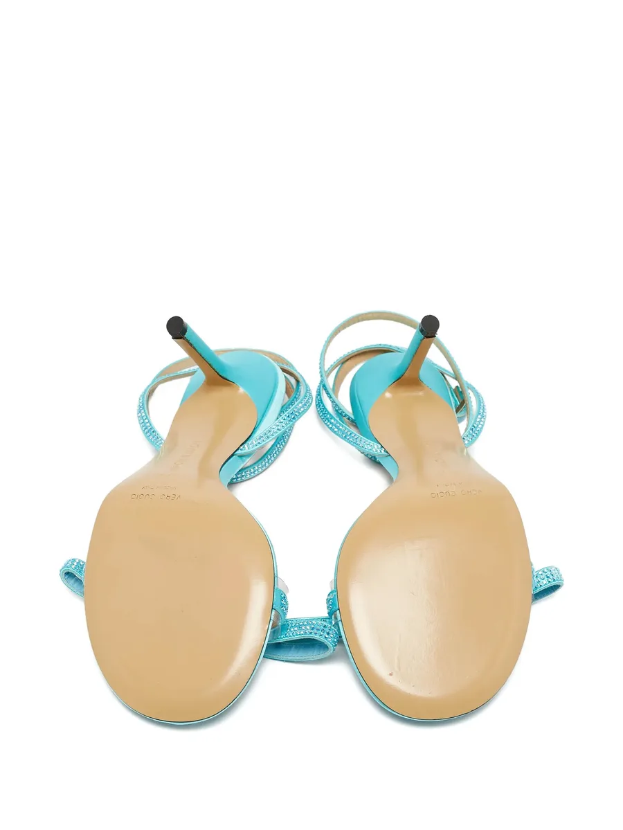 pre-owned 90mm crystal bow sandals 6