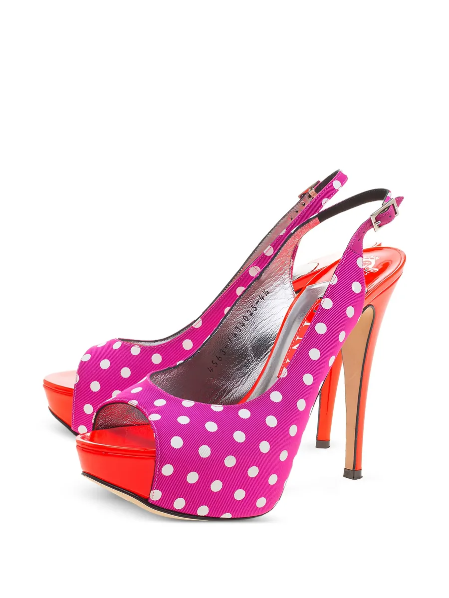 pre-owned 130mm polka dot slingback sandals 3