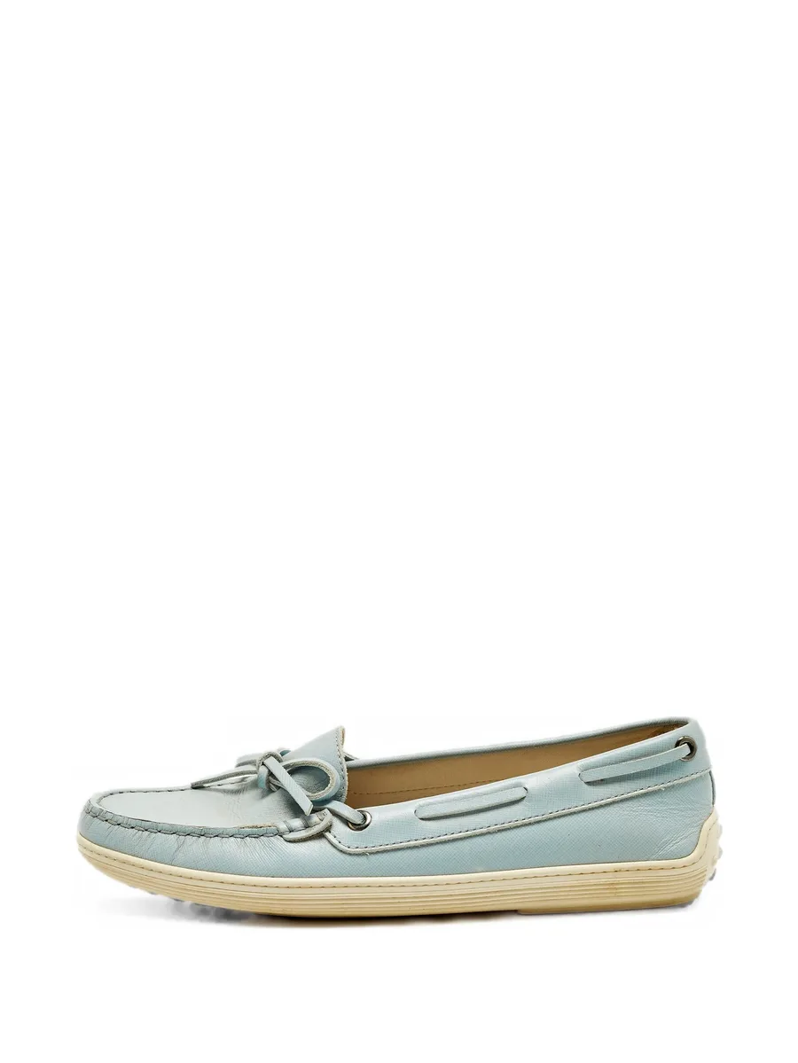 bow-detail Saffiano leather loafers 1