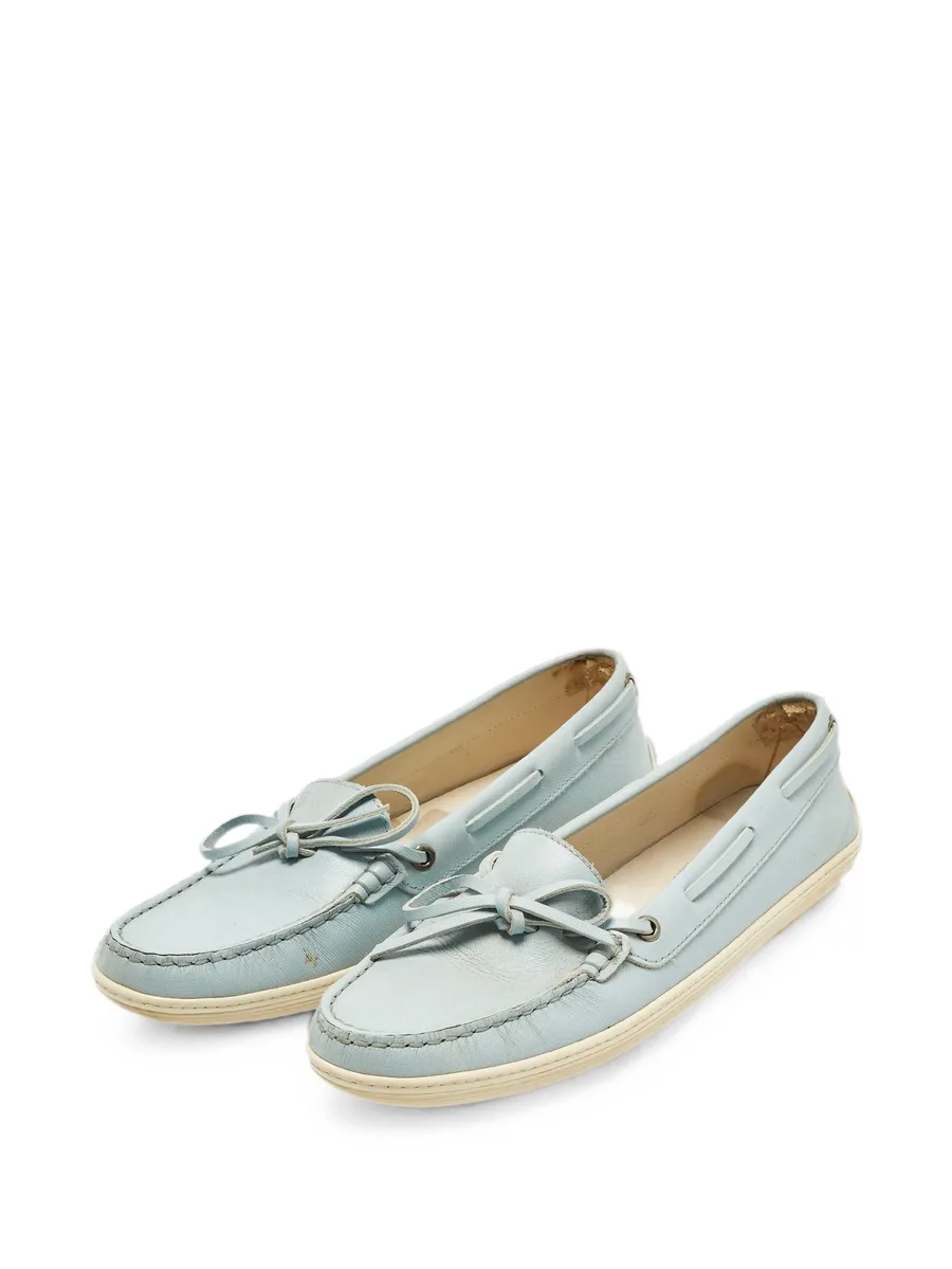bow-detail Saffiano leather loafers 9