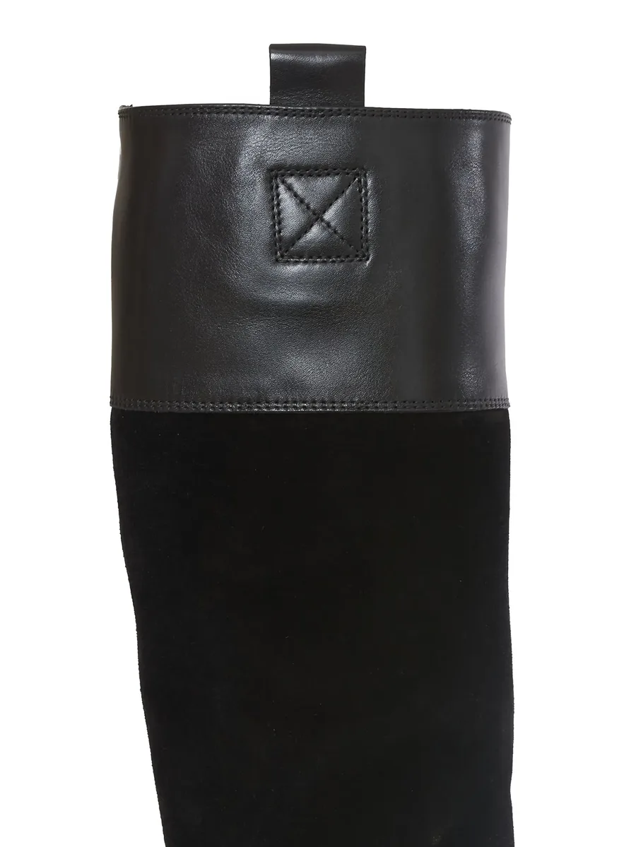 pre-owned 100mm leather boots 10