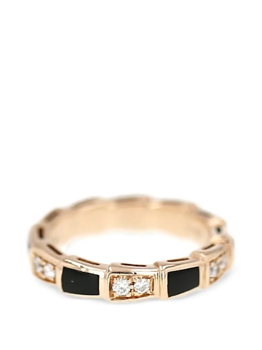 diamond onyx pink gold serpenti viper ring 6
