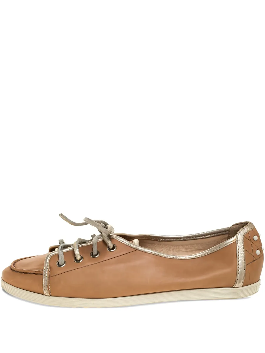 pre-owned leather sneakers 1