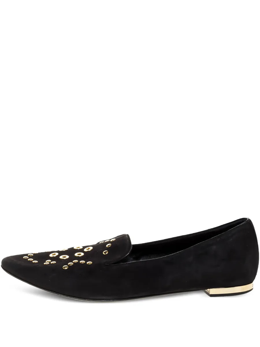 suede eyelet-detail loafers 1