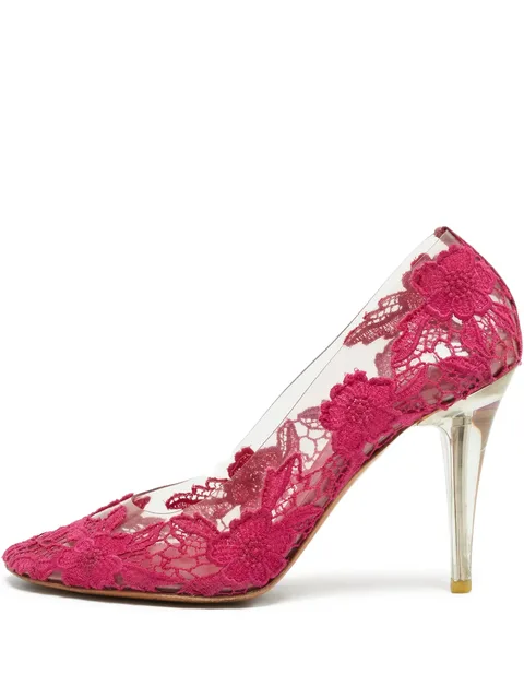 130mm lace-embellished pumps