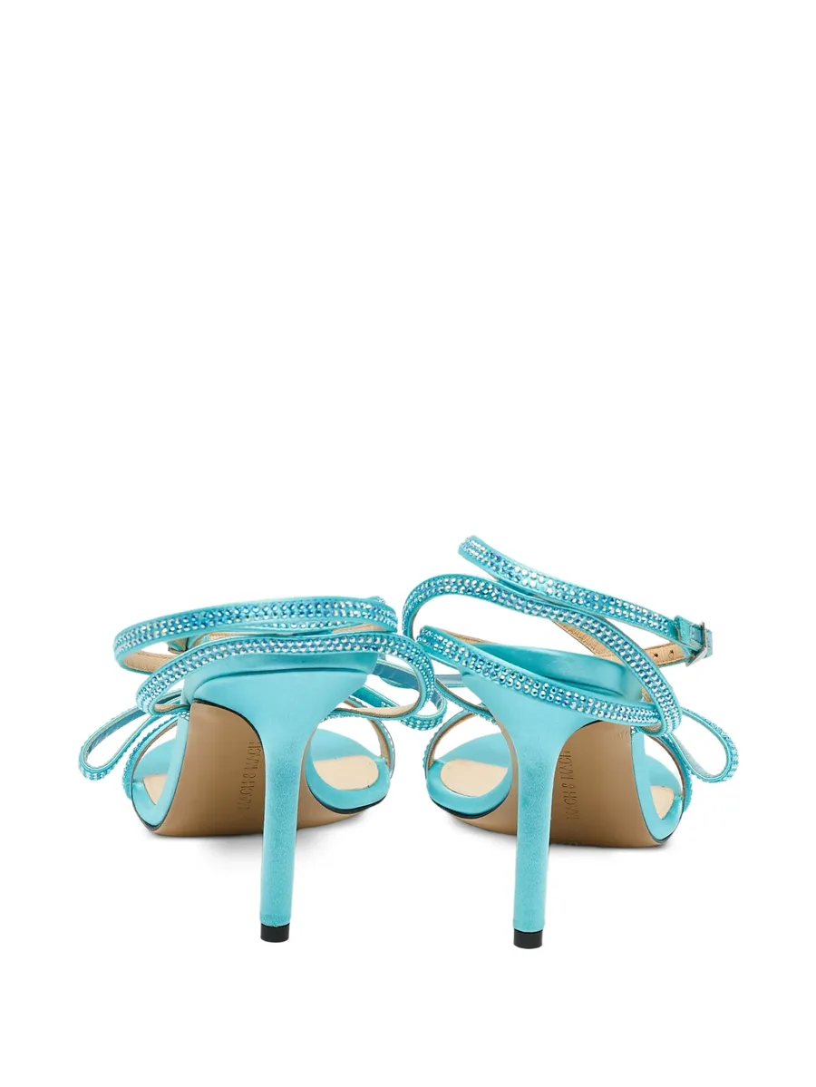 pre-owned 90mm crystal bow sandals 7