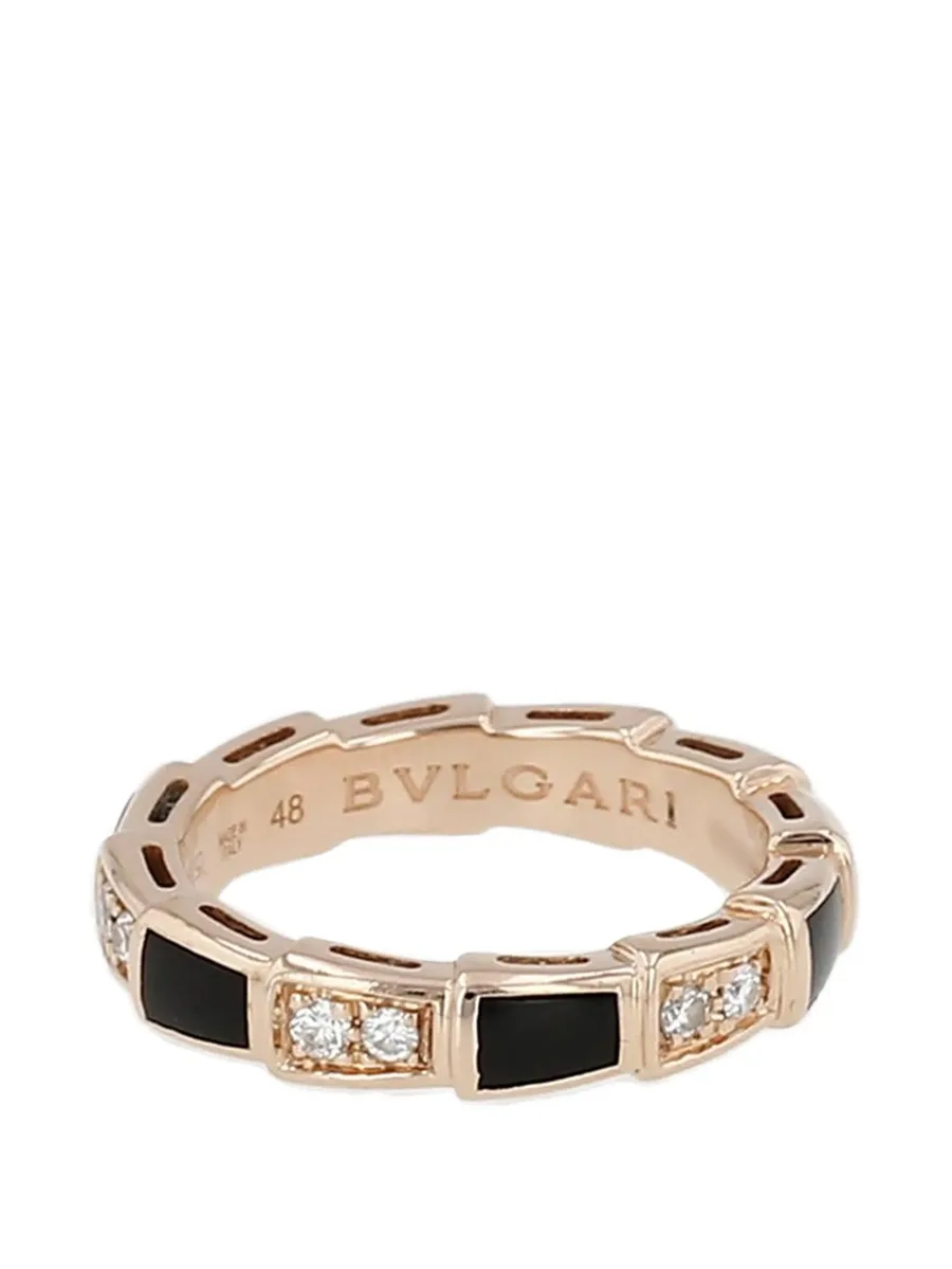 diamond onyx pink gold serpenti viper ring 10