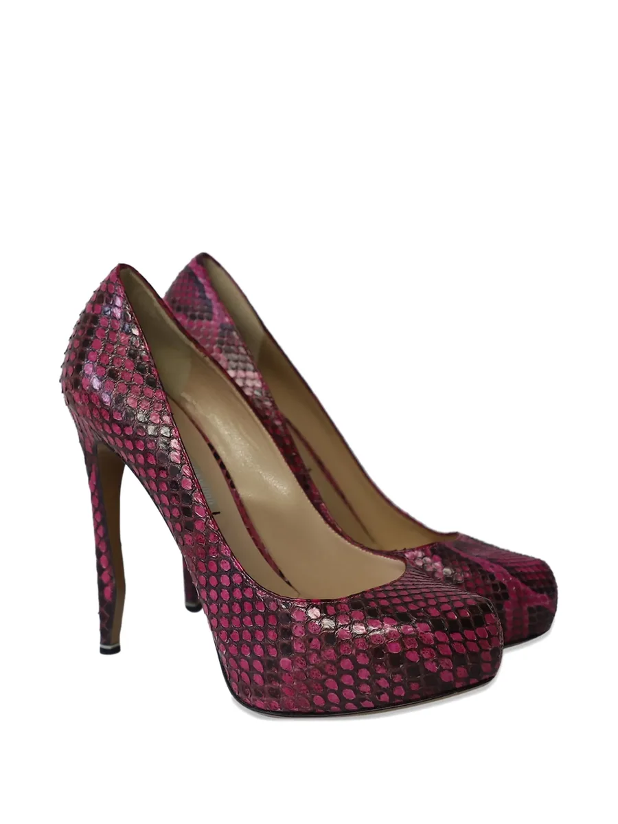 snakeskin-embossed heeled pumps 3