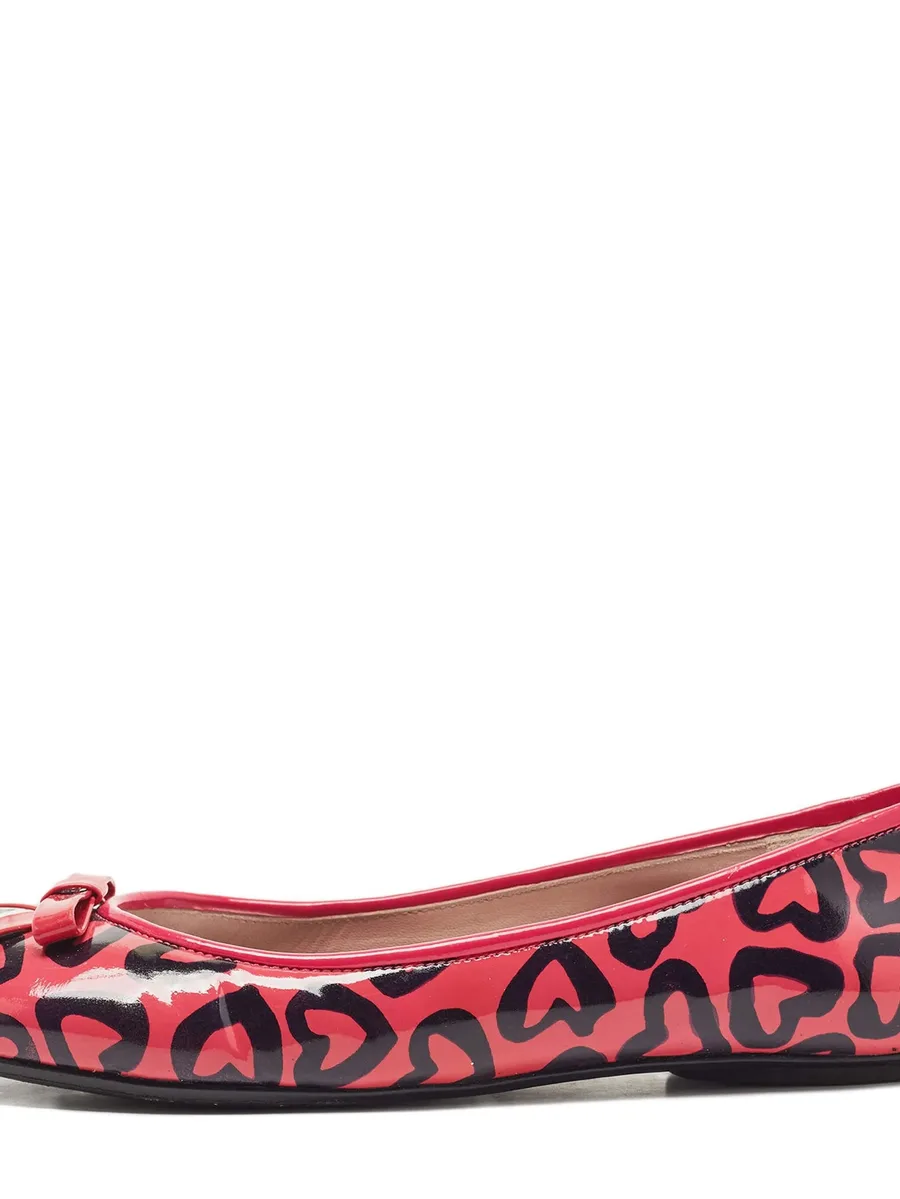 Pre-Owned heart-print leather ballet flats 3