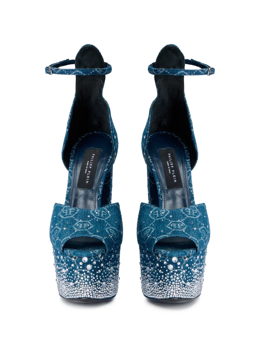 monogram rhinestone platform sandals 5