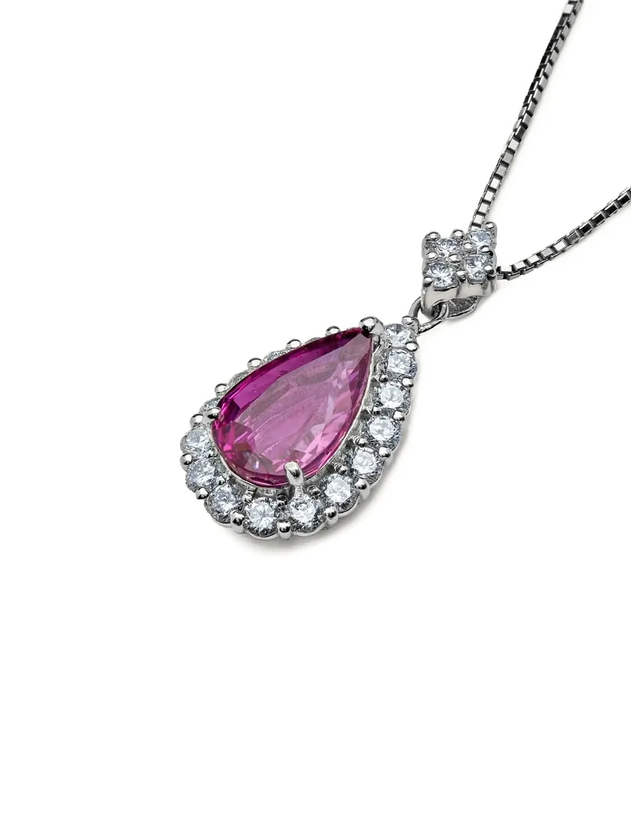 diamonds and sapphire halo pendant necklace 5