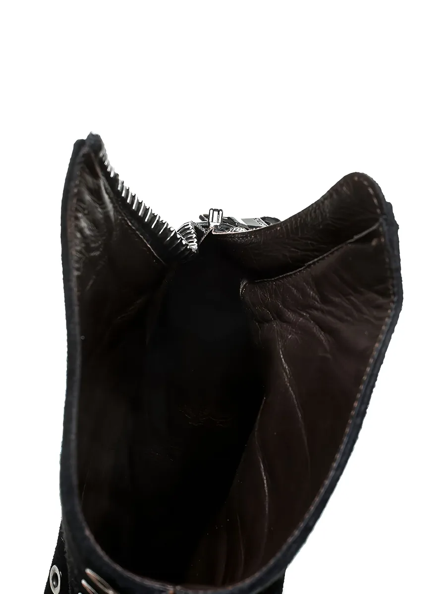 pre-owned eyelet-embellished suede boots 9