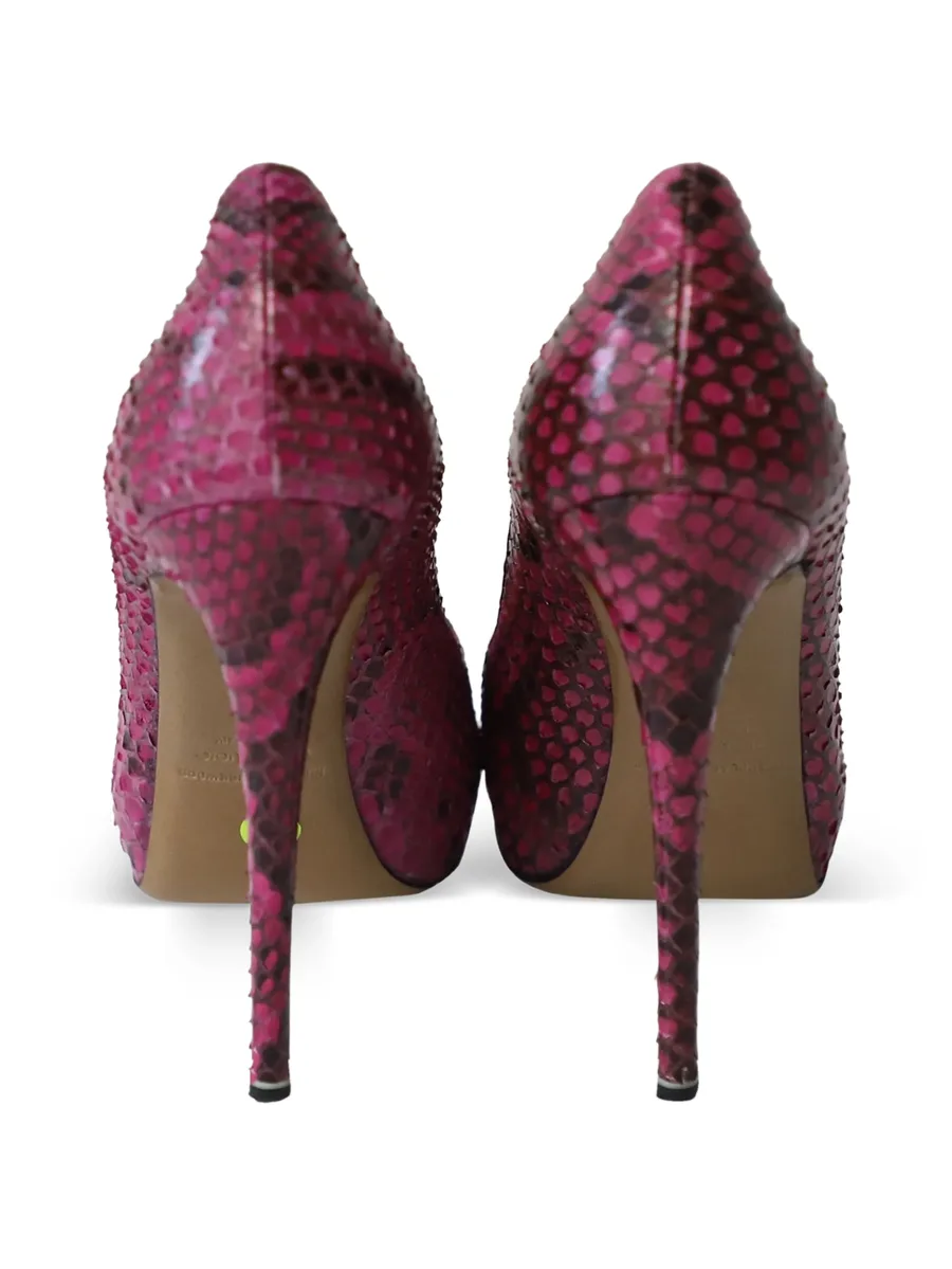 snakeskin-embossed heeled pumps 5