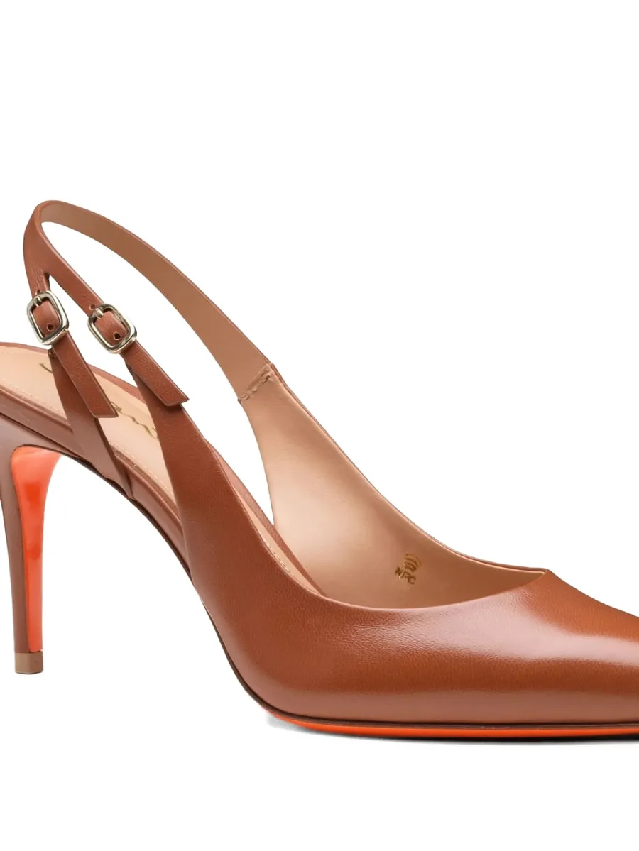 pointed-toe slingback leather heeled pumps 5