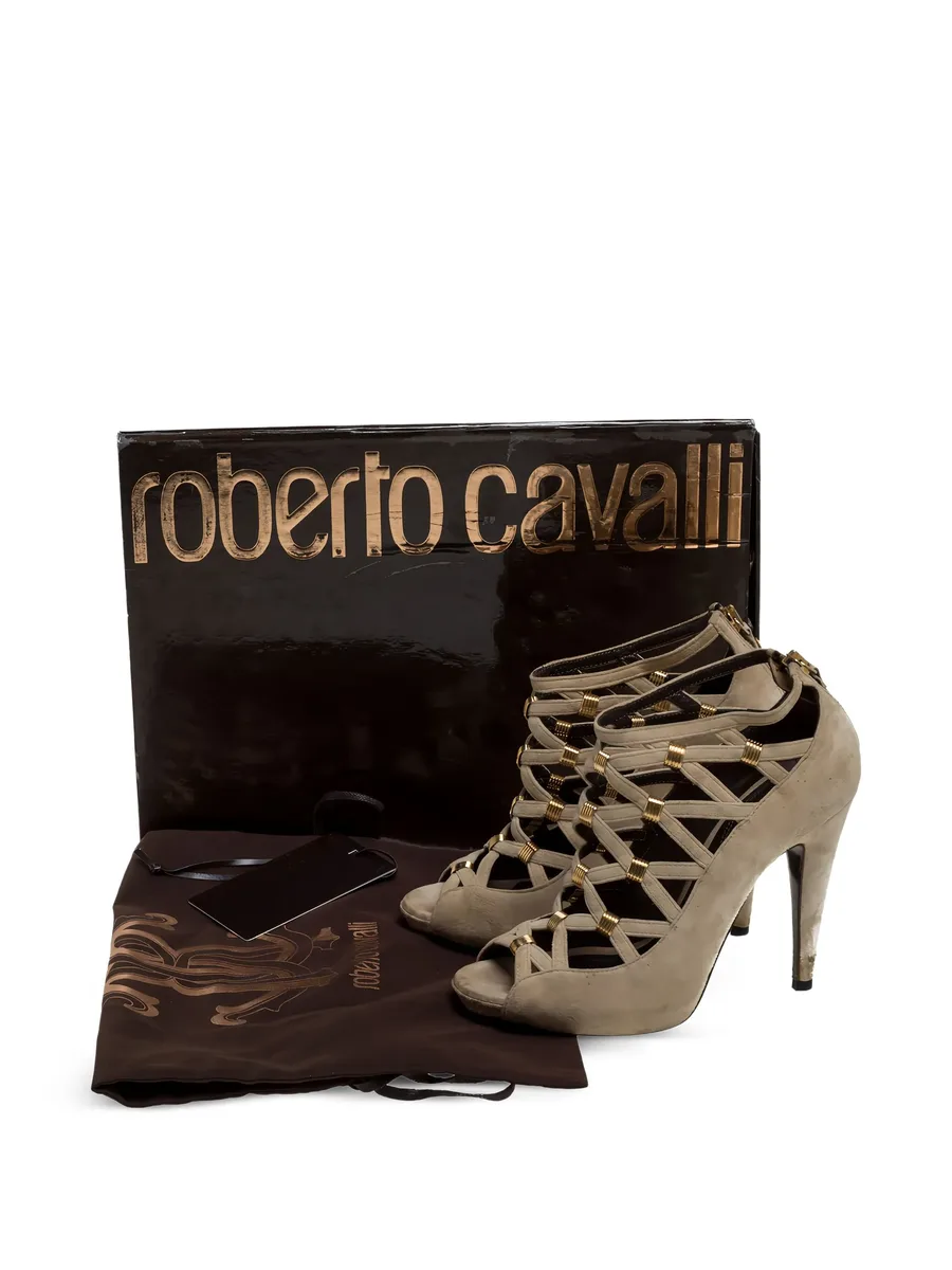 pre-owned 105mm suede ankle boots 12