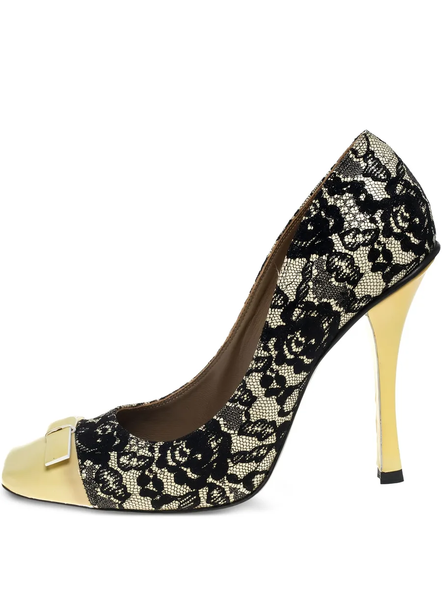 pre-owned 115mm floral-lace pumps 1