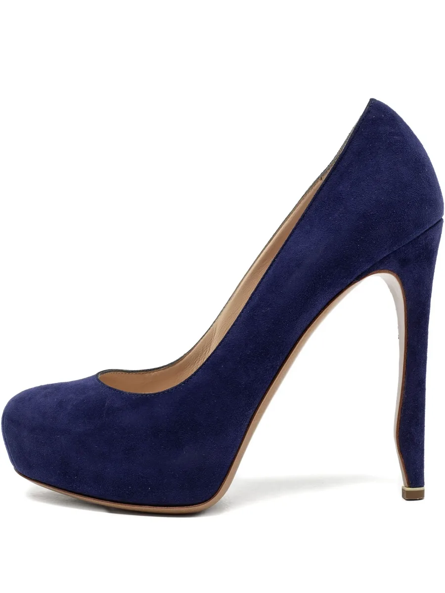 Pre-owned 125mm suede platform pumps 1