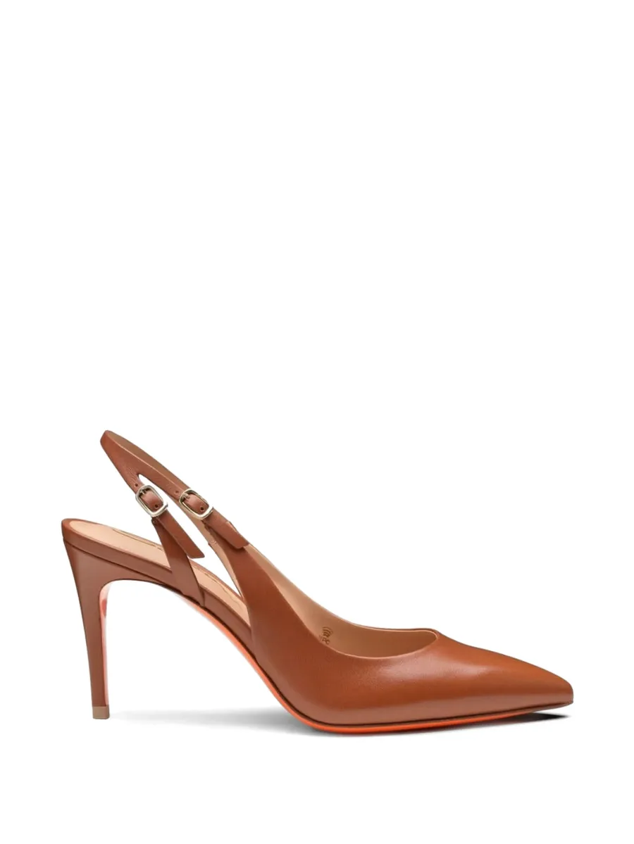 pointed-toe slingback leather heeled pumps 1