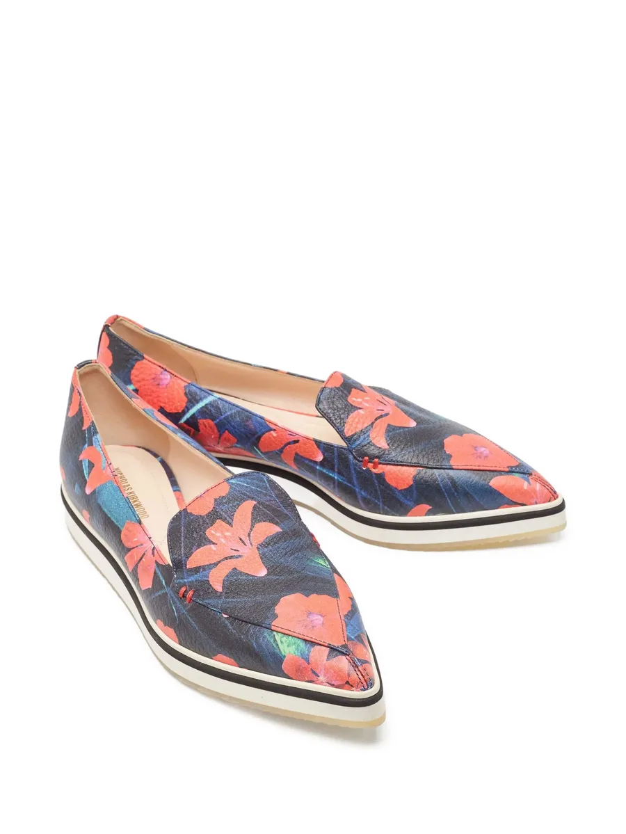 pre-owned floral-print loafers 4