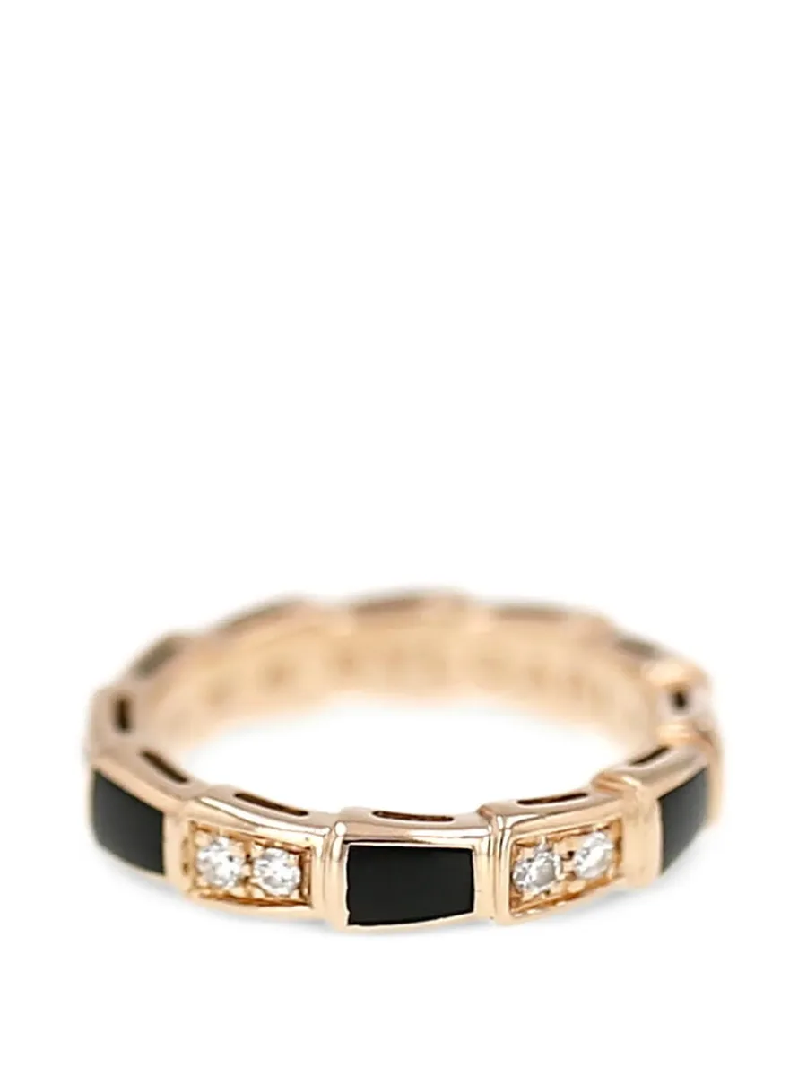 diamond onyx pink gold serpenti viper ring 7