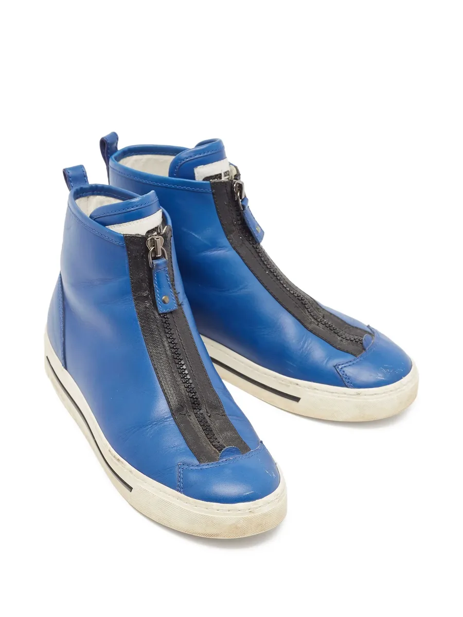 pre-owned zip-up high-top trainers 4