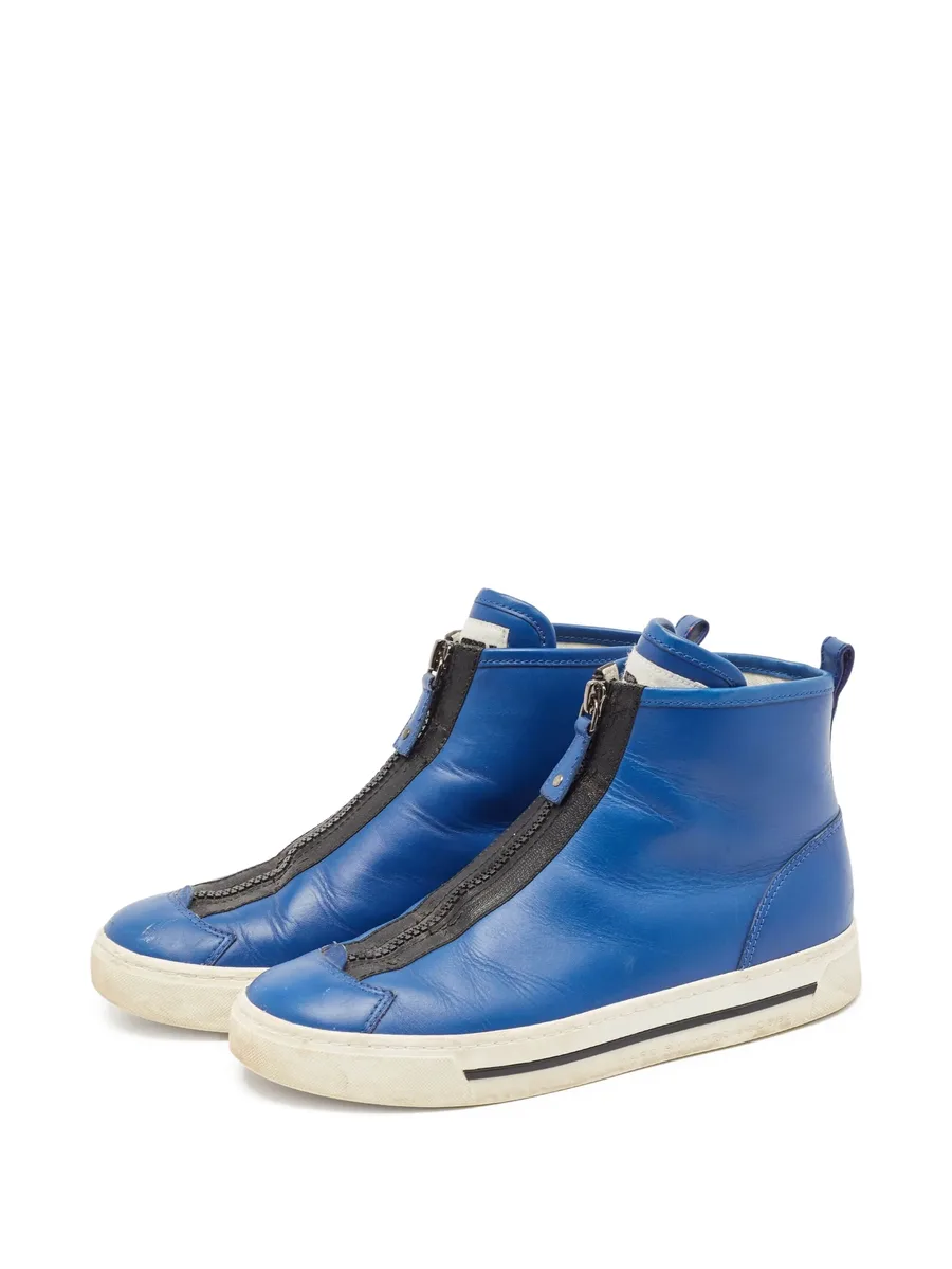 pre-owned zip-up high-top trainers 7