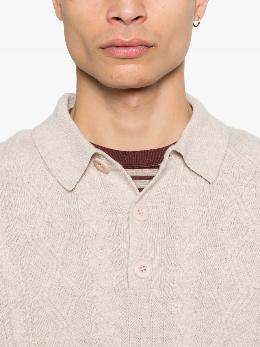 cable-knit polo shirt 10
