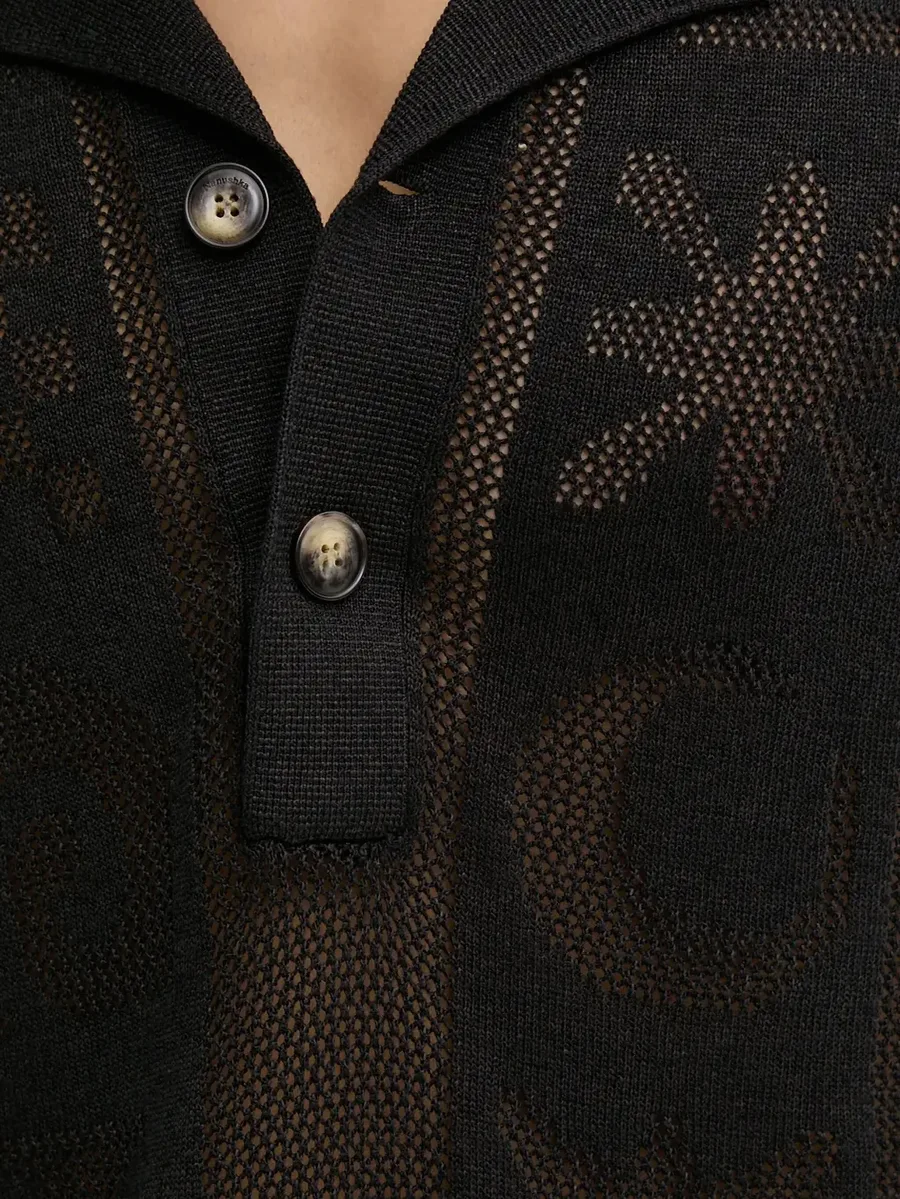 graphic-pattern mesh polo shirt 10