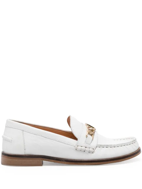 chain-detail leather loafers