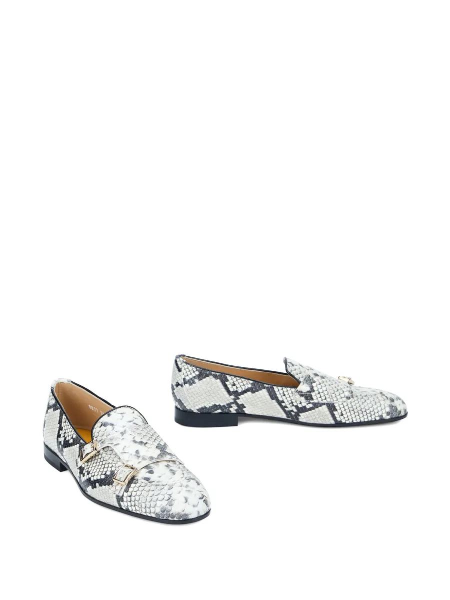 snakeskin-effect double-buckle loafers 4
