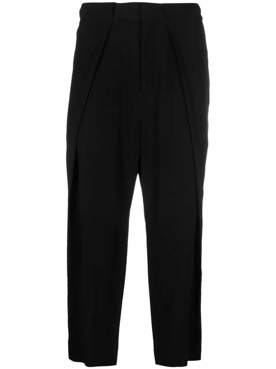 side folded crepe cropped trousers 1
