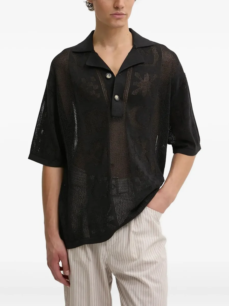graphic-pattern mesh polo shirt 3