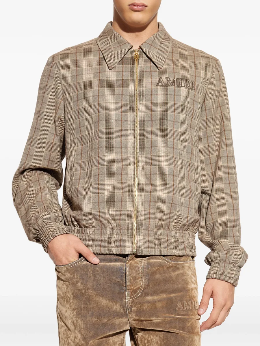 check-pattern embroidered-logo jacket 6