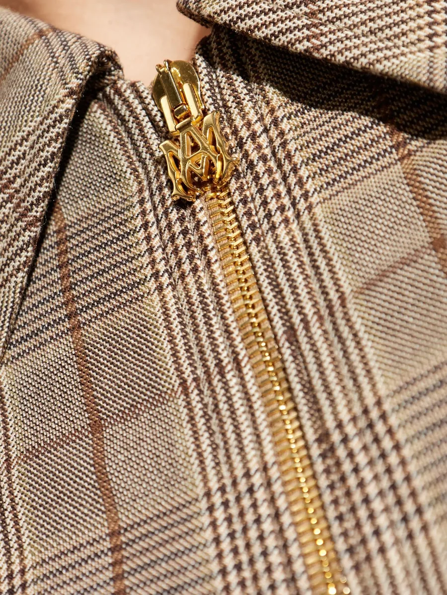 check-pattern embroidered-logo jacket 10