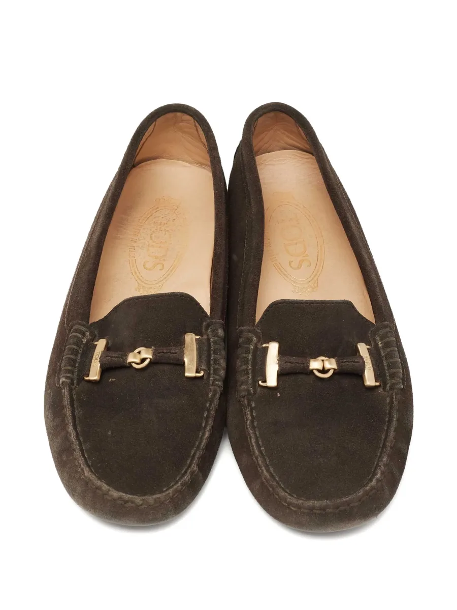 Suede Gold Accent Loafers 8