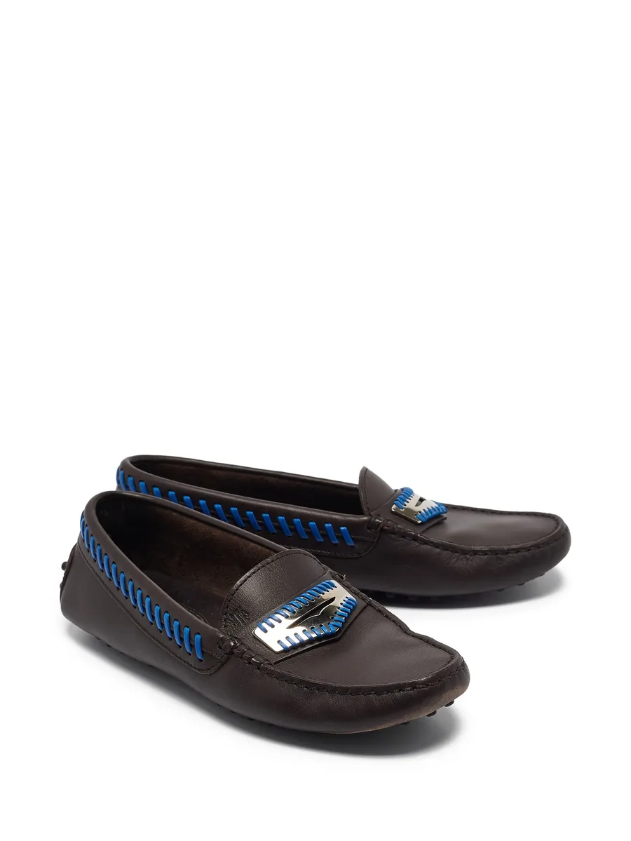Pre-owned leather stitching loafers 3