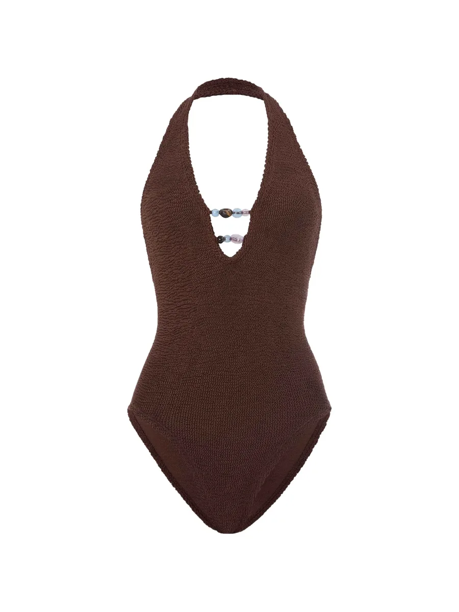 купальник Adriana с жатым эффектом и бусинами 2