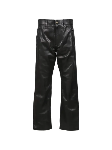 straight-leg leather trousers