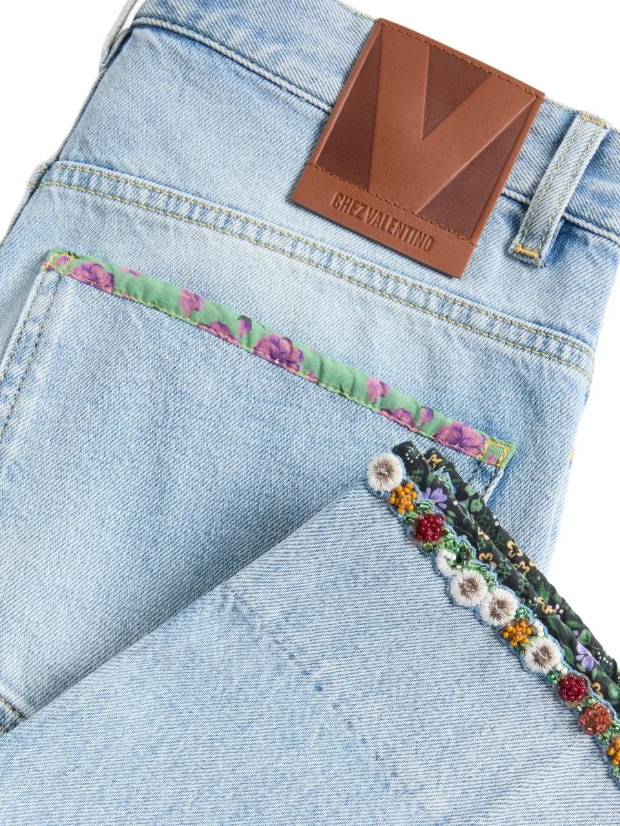 floral-hem faded jeans 12