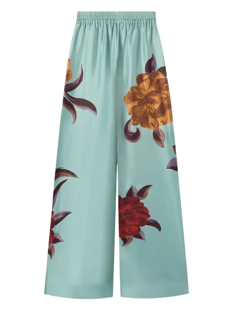 брюки палаццо с цветочным принтом 1