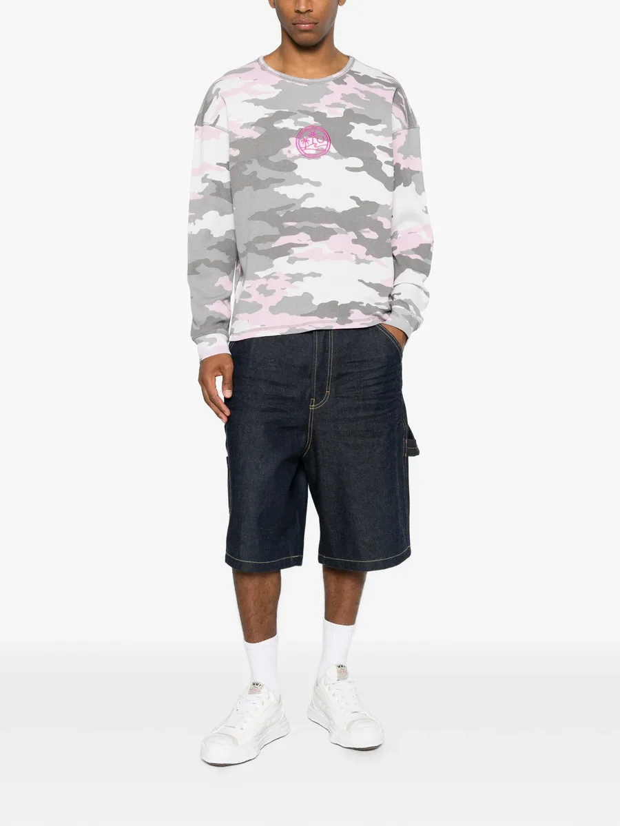 camo-print waffle-knit T-shirt 4