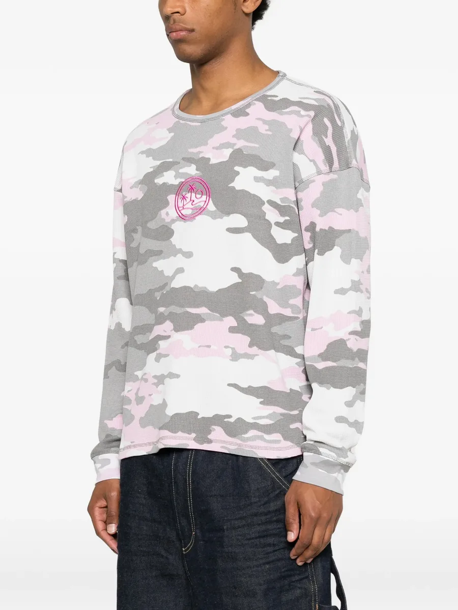 camo-print waffle-knit T-shirt 5
