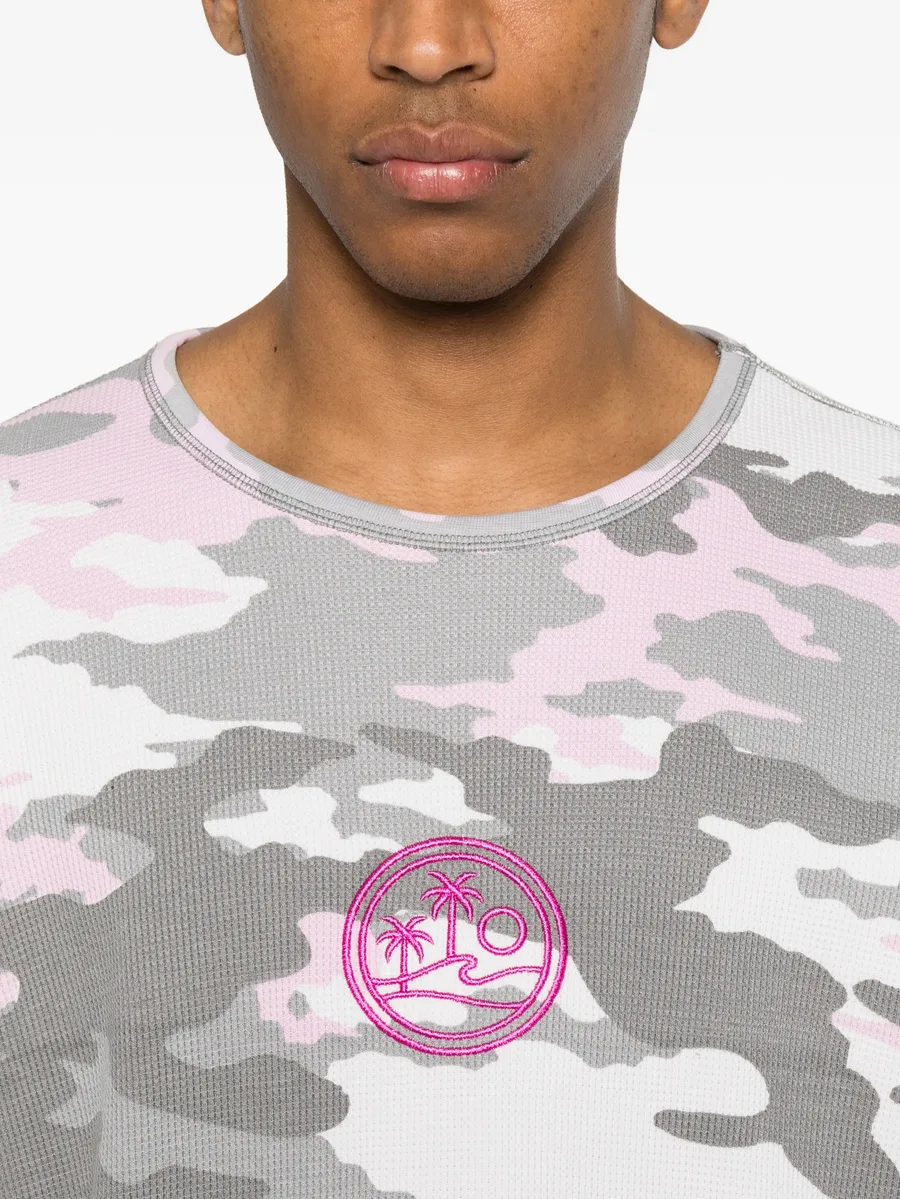 camo-print waffle-knit T-shirt 10