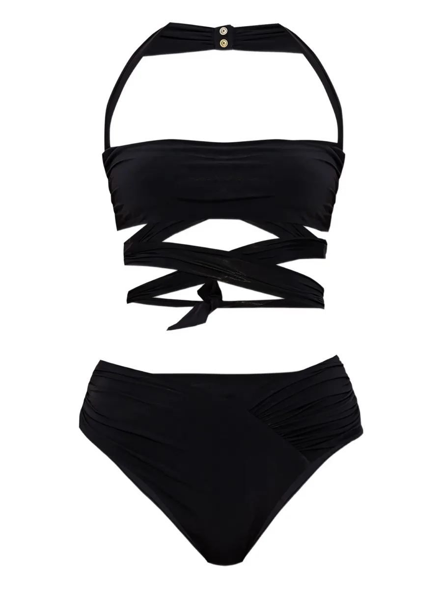 wrap-effect halter-neck bikini 1