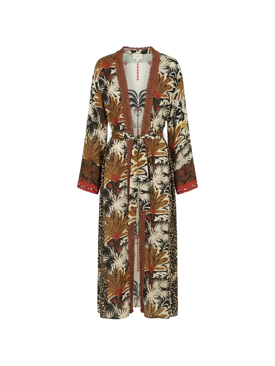 palm-print leopard-panel robe 1