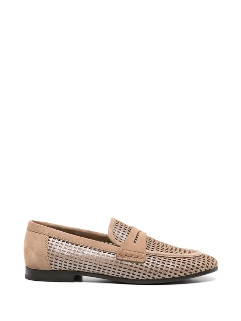 perforated suede loafers